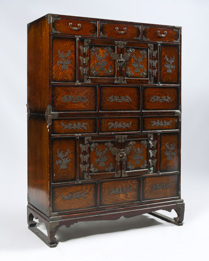 Appraisal: KOREAN PART TANSU CABINET ON STAND pieces total top section