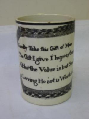 Appraisal: A CREAMWARE FROG MUG printed on-glaze black with the verse