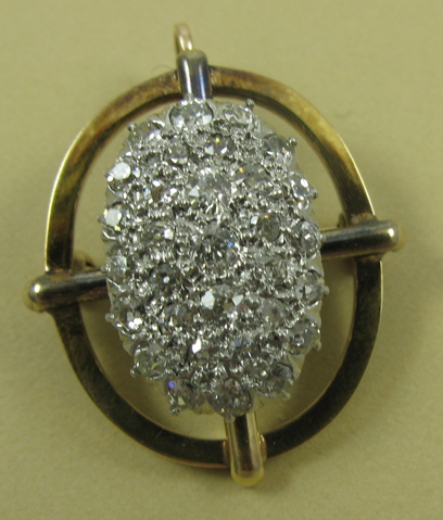 Appraisal: DIAMOND AND FOURTEEN KARAT GOLD BROOCH set with round single-cut