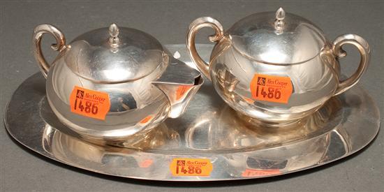 Appraisal: Mexican Art Deco style silver cream and sugar set with