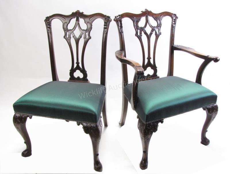 Appraisal: A set of eight Centennial era Chippendale style mahogany dining