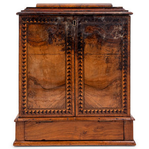 Appraisal: A Regency Rosewood and Parquetry Fall-Front Table Cabinet Early th