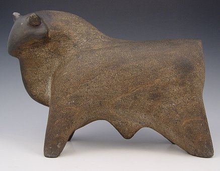 Appraisal: DEL PRADO Marina Nunez Bolivian - Bull Carved Stone Sculpture