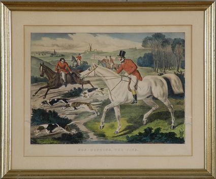 Appraisal: CURRIER IVES FOUR FOX-HUNT PRINTS Lithographs with hand-coloring x in