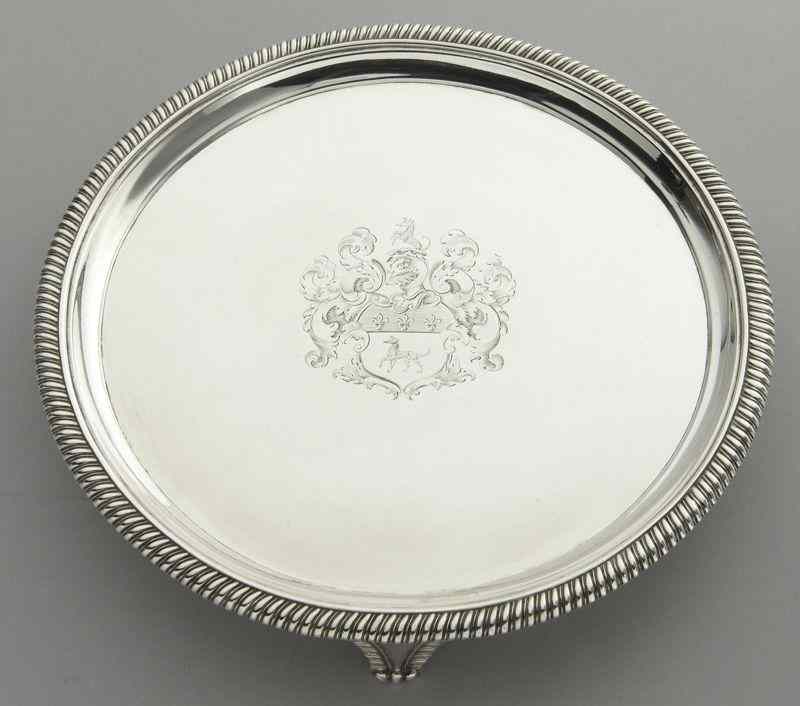 Appraisal: George III sterling silver salver by Paul Storrwith a gadrooned