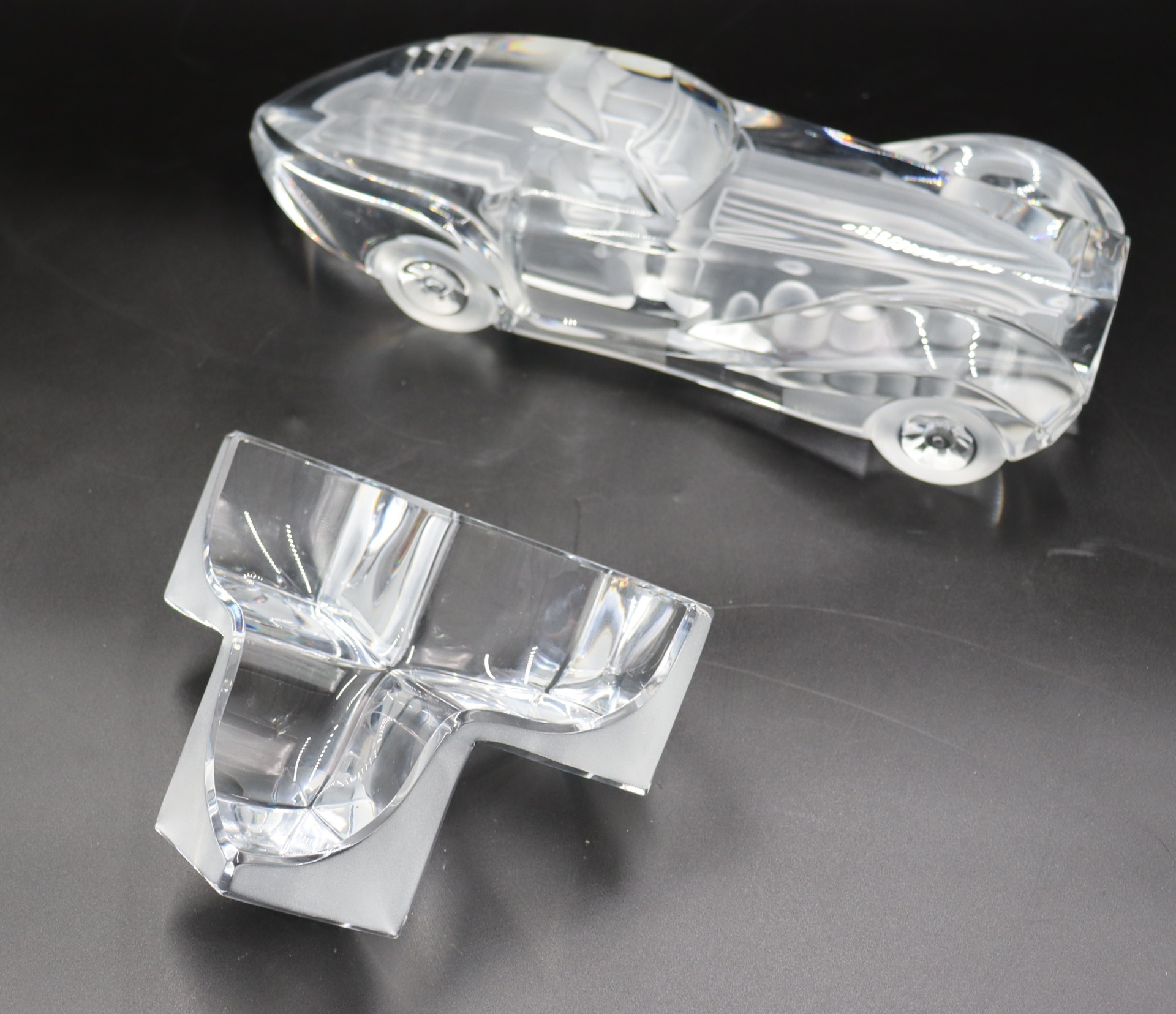 Appraisal: DAUM FRANCE ROADSTER TUMBLING BLOCKS SCULPTURE Daum France clear and