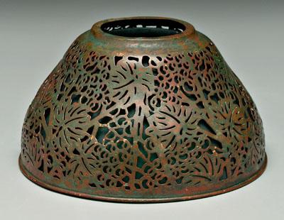 Appraisal: Tiffany shade pierced and patinated brass shade marked Tiffany Studios