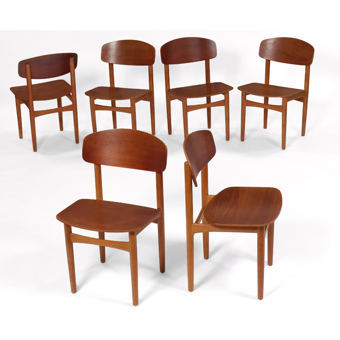 Appraisal: Borge Mogensen dining chairs six retailed by the s Chicago