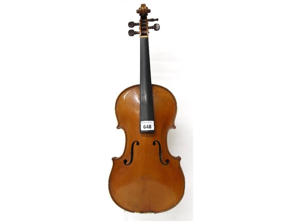 Appraisal: French half size violin cm