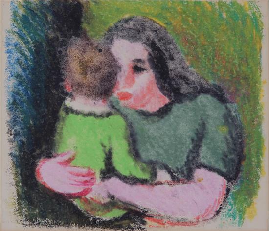 Appraisal: Gustav Likan Yugoslavian American - MOTHER AND INFANT pastel framed