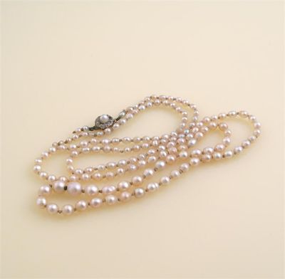 Appraisal: A graduated seed pearl single row necklace With a diamond