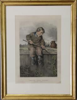 Appraisal: Lithograph Framed and matted hand-colored lithograph titled Master Izaak Walton