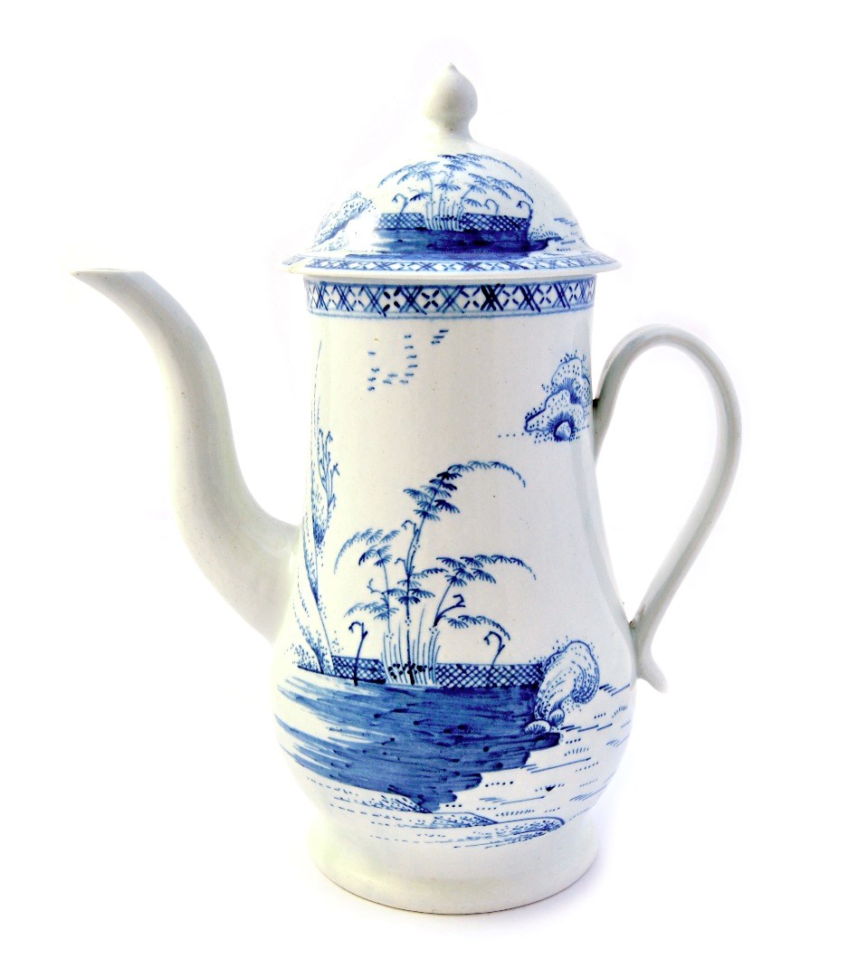 Appraisal: A Chaffers Liverpool blue and white baluster coffee pot and