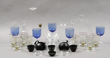 Appraisal: Assorted Modern Glass Tablewares and Decorative Accessories Including five cobalt