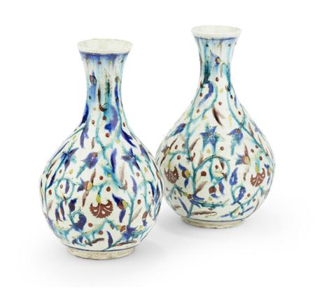 Appraisal: PAIR OF KUTAHYA VASES TH CENTURY each with flared neck