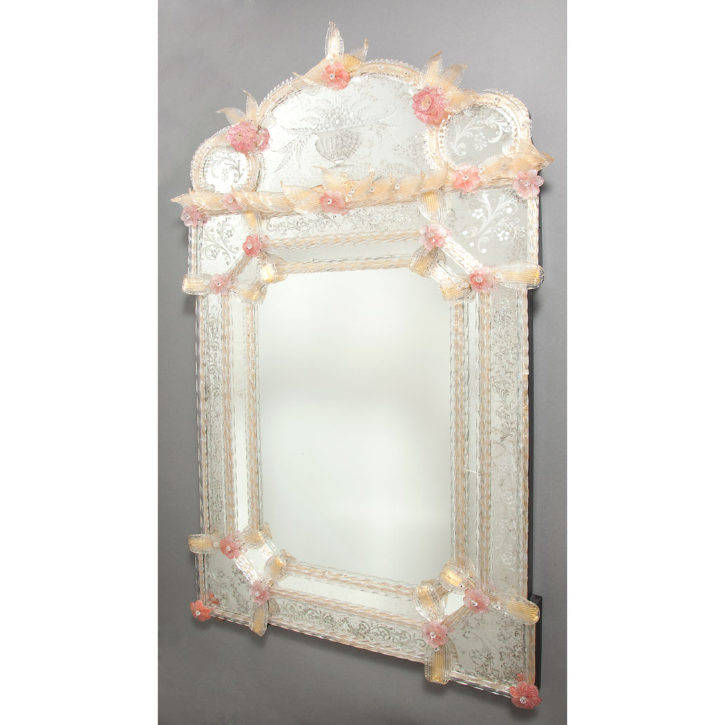 Appraisal: Venetian Wheel Engraved Mirror Framed Mirror Of rectangular form the