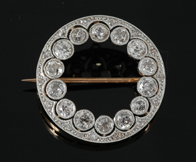 Appraisal: An Edwardian diamond brooch Circa The circular ct gold and