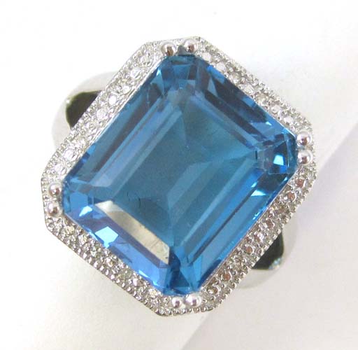 Appraisal: BLUE TOPAZ DIAMOND AND WHITE GOLD RING The k white