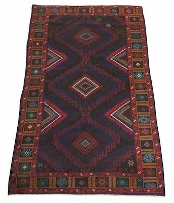 Appraisal: A Balouch Carpet Wool on cotton weft geometric design with