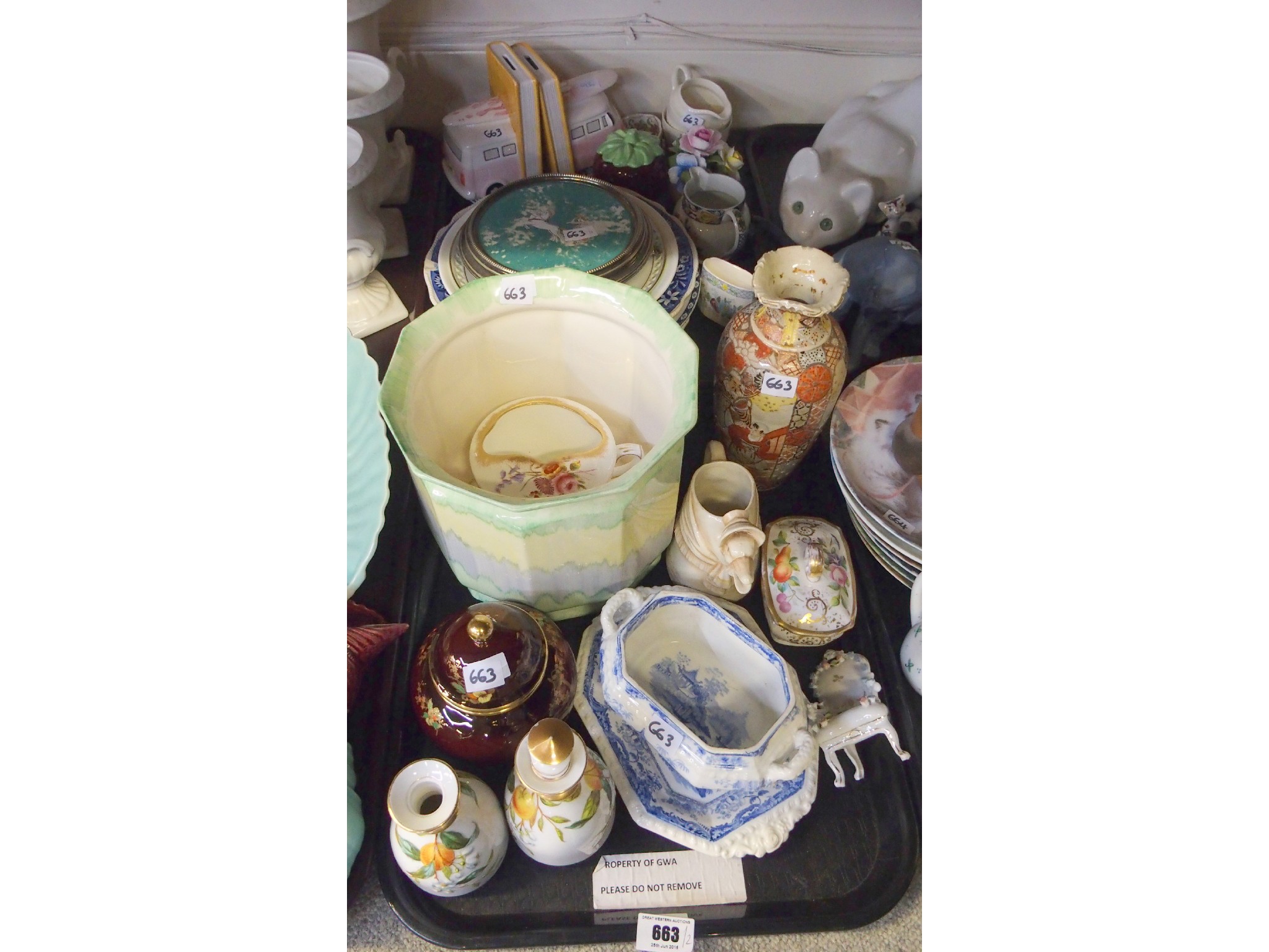 Appraisal: Assorted ceramics including porcelain pap boat pair of scent bottles