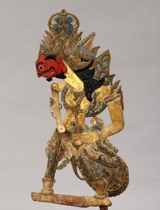 Appraisal: Indonesian Polychrome Carved Wood Shadow Puppet in Provenance Property from