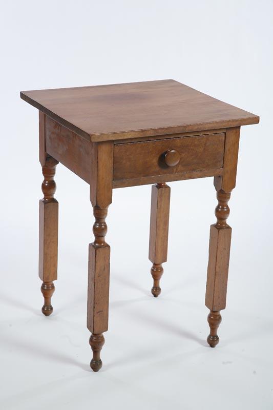 Appraisal: ONE DRAWER STAND Walnut with a wooden pull turned and