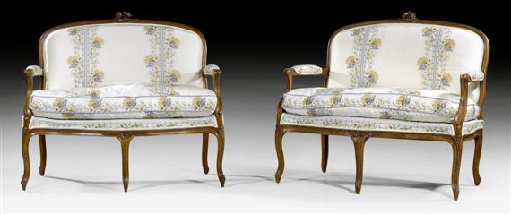 Appraisal: PAIR OF MARQUISE CHAIRS Louis XV in the style of