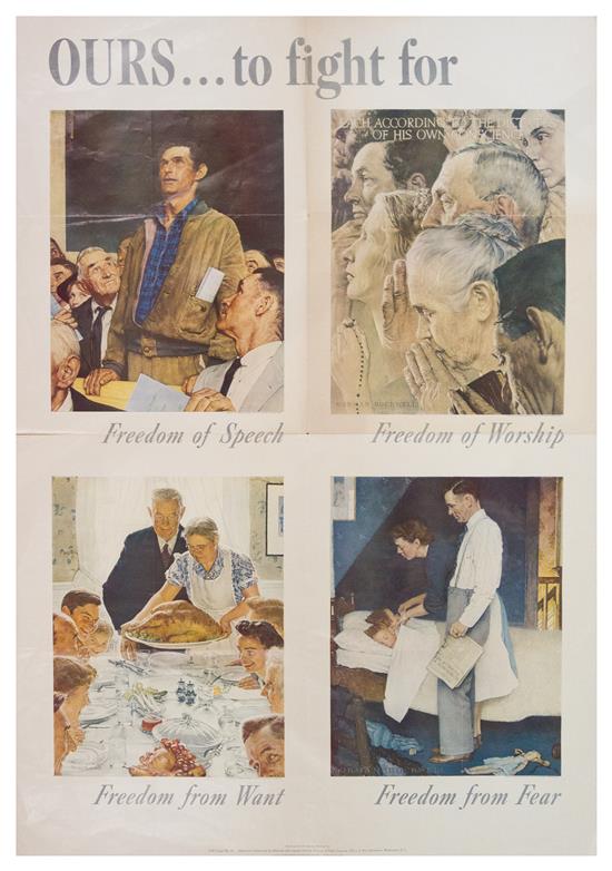 Appraisal: Sale Lot Norman Rockwell American - Four Freedoms lithographic poster