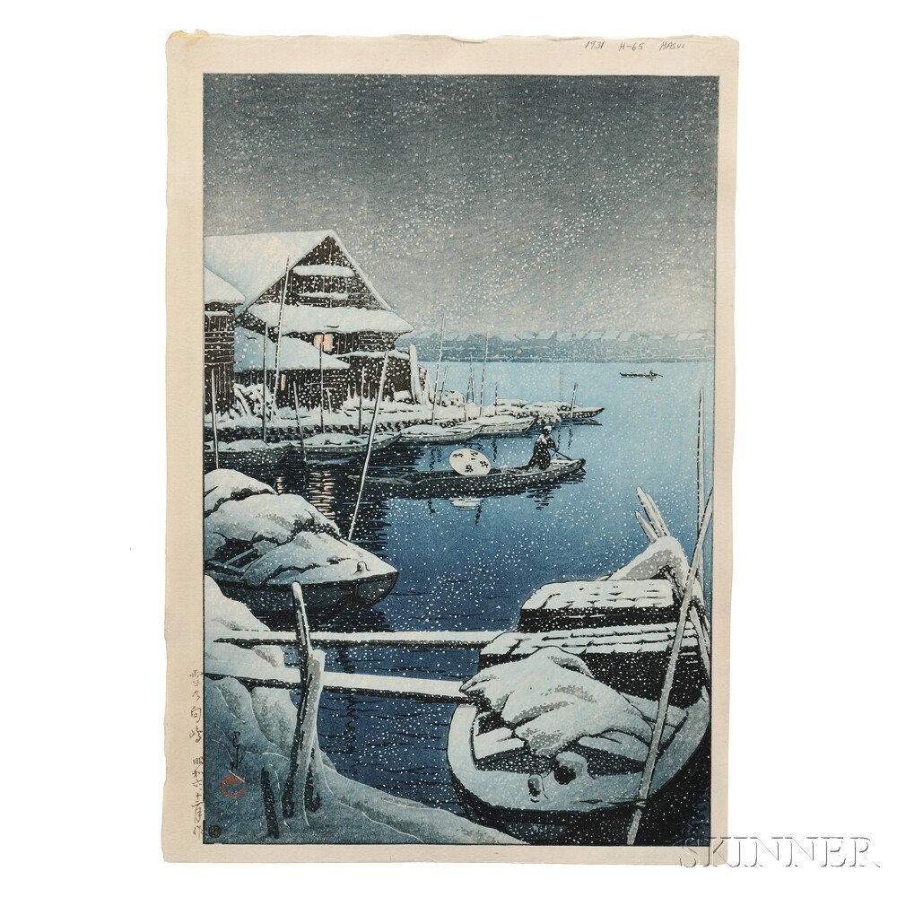 Appraisal: Kawase Hasui - Snow at Mukojima Japan December color woodblock