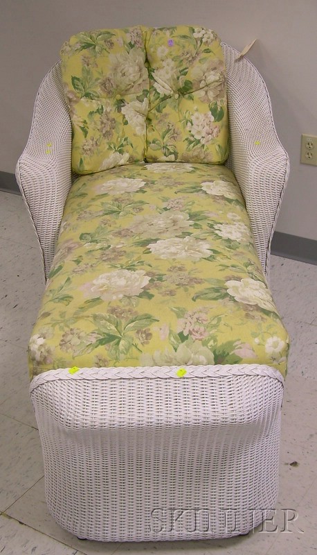 Appraisal: White-painted Lloyd Loom Style Woven Fiber Chaise Longue