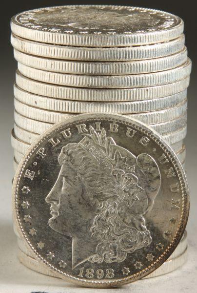 Appraisal: BU Roll -O Morgan Silver Dollars frosty cameo surfaces coins