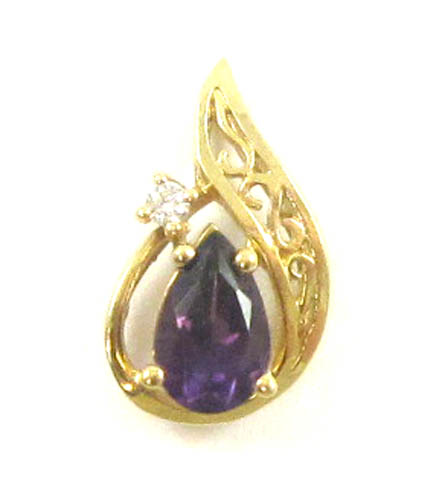 Appraisal: AMETHYST DIAMOND AND FOURTEEN KARAT GOLD PENDANT set with one