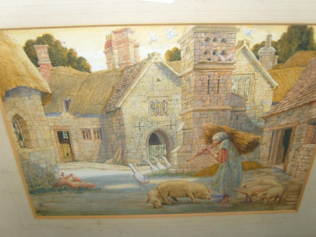 Appraisal: An early th century watercolour of a farmyard scene with