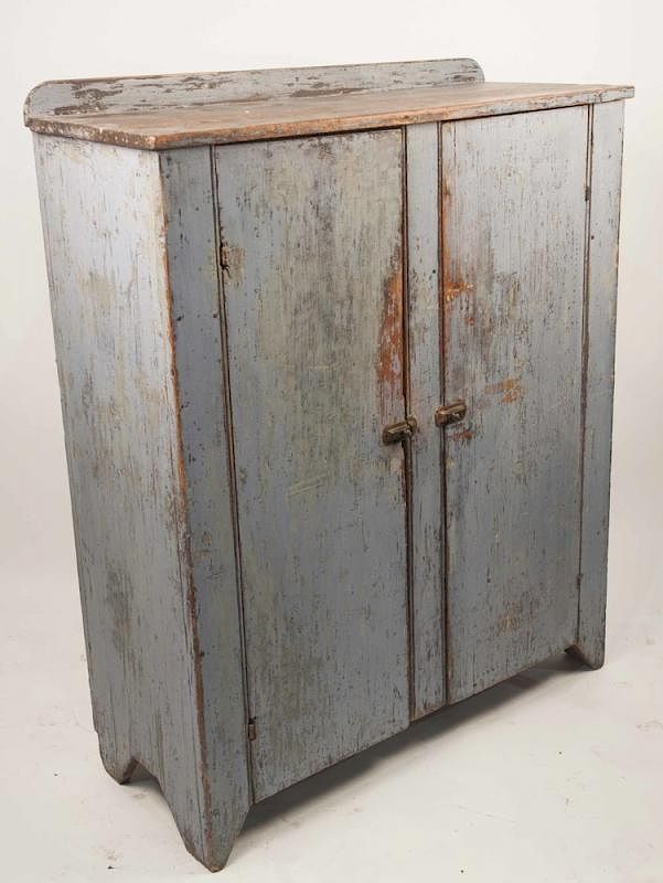 Appraisal: Blue Painted Cabinet Blue painted vintage wood cabinet with two