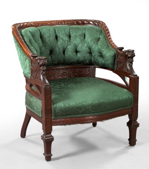 Appraisal: American Neo-Renaissance Walnut Armchair fourth quarter th century the foliate-carved