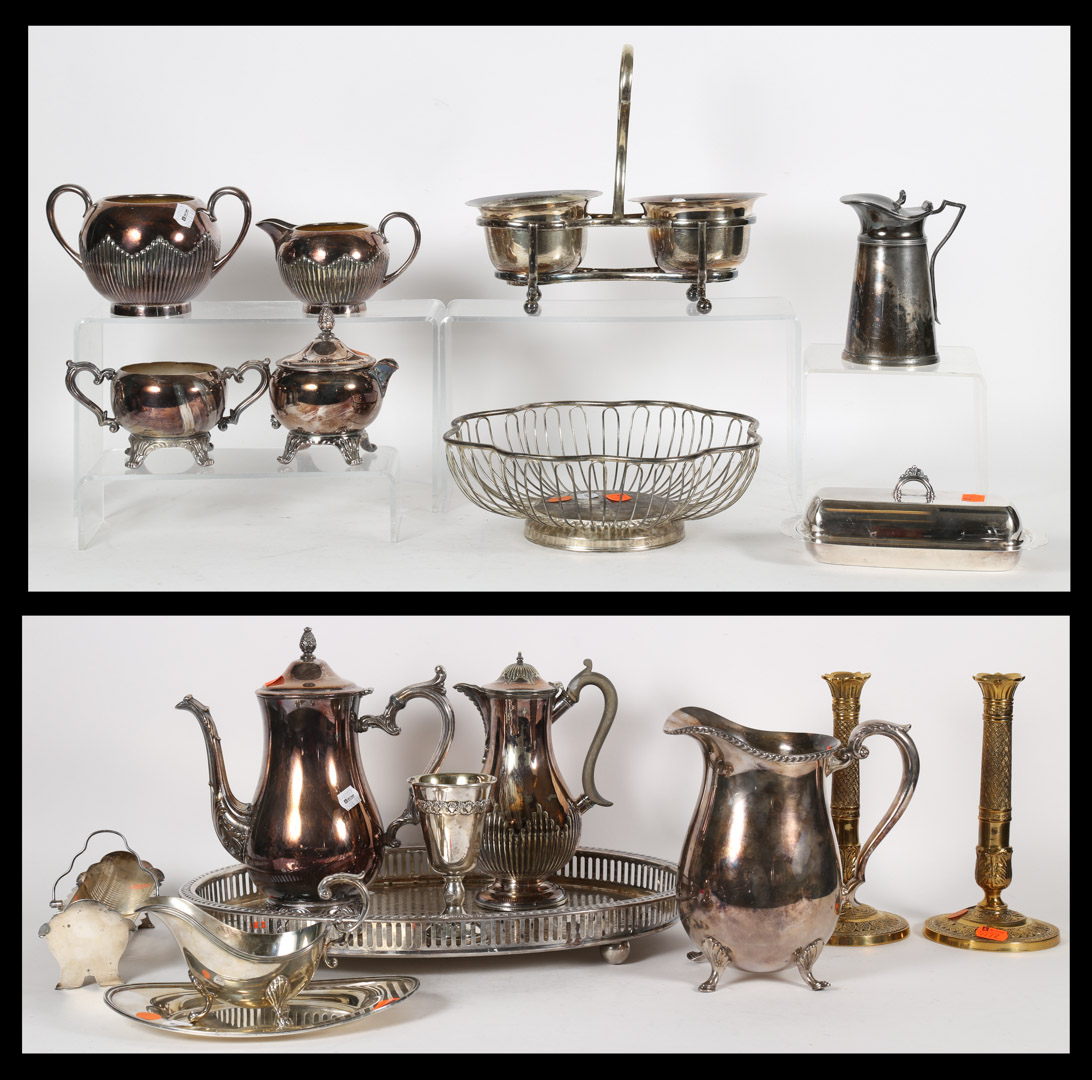 Appraisal: Assortment of silver plate and brass items Undernumber