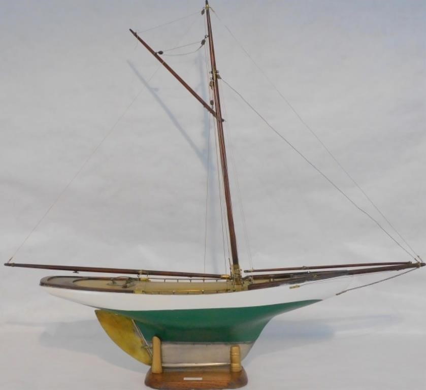 Appraisal: EARLY TH C POND MODEL FULLY RIGGED BRASSrudder leaded keel