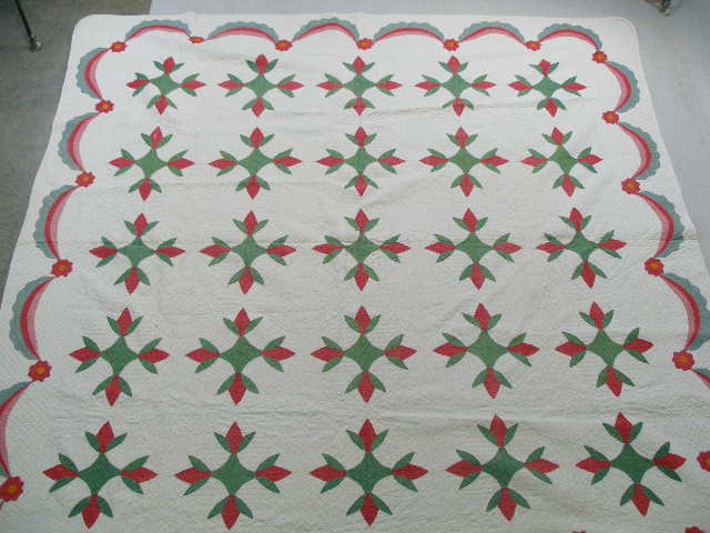 Appraisal: Applique Quilt late th c Floral applique of red and