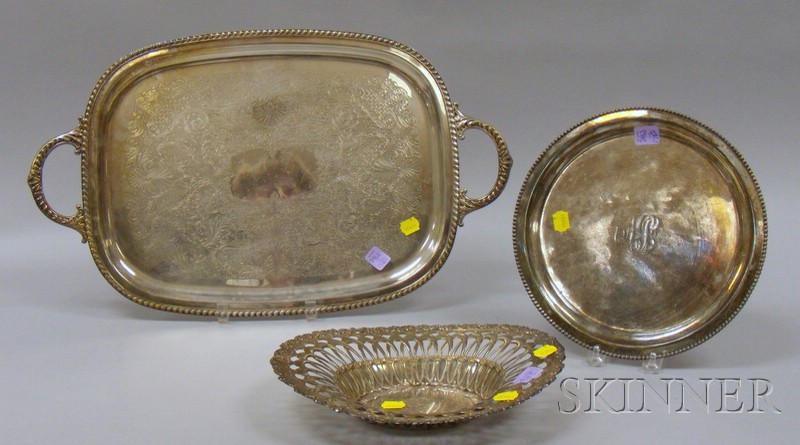 Appraisal: Whiting Sterling Silver Reticulated Basket sold with round Reed Barton