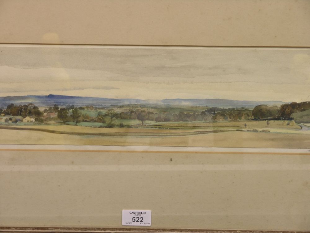 Appraisal: Louisa Hodgson - watercolour panoramic rural view initialled in pencil