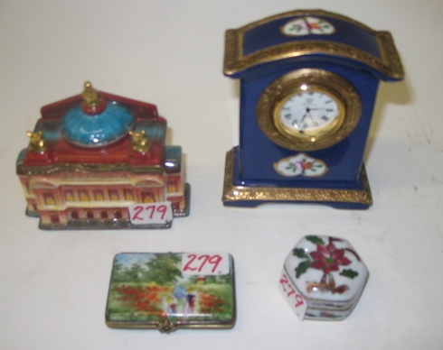 Appraisal: FOUR LIMOGES PORCELAIN ENAMELED ARTICLES One is a Reine porcelain