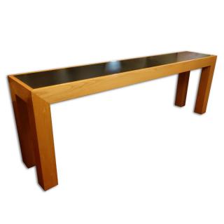 Appraisal: Contemporary Wood with Faux Leather Console Table Unsigned Good condition