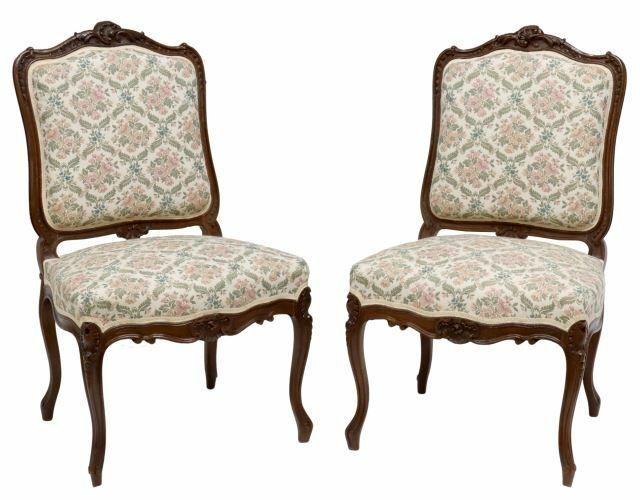 Appraisal: lot of French Louis XV style mahogany side chairs late