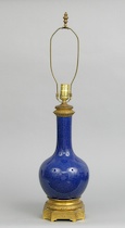 Appraisal: A Striking Royal Blue Porcelain Lamp A striking lamp made