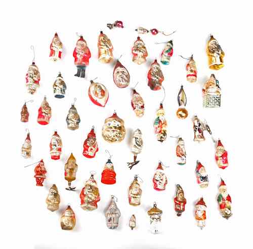 Appraisal: Group of Santa Claus glass Christmas ornaments early mid th