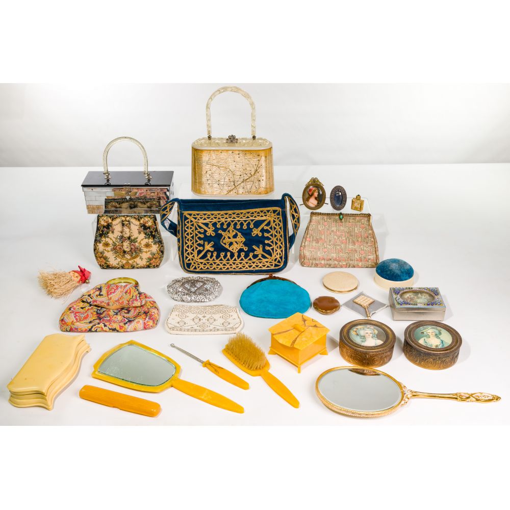 Appraisal: VANITY OBJECT ASSORTMENT items including Victorian powder boxes trinket boxes