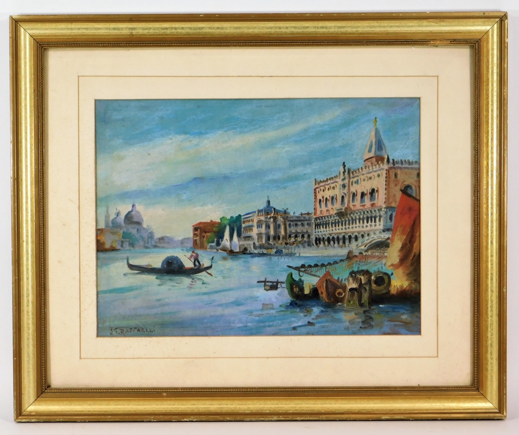 Appraisal: AFTER J F RAFFAELLI O C VENETIAN HARBOR PAINTING Europe