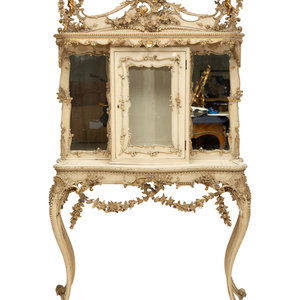 Appraisal: An Italian Rococo Style Gray Painted and Parcel Gilt Vitrine