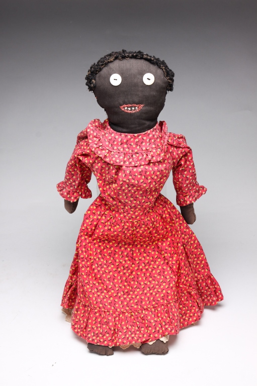 Appraisal: AFRICAN AMERICAN RAG DOLL Early th century Button eyes wool