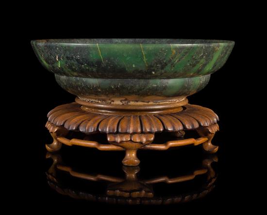 Appraisal: Sale Lot A Large Spinach Jade Bowl of a dark